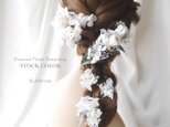 プリザーブドフラワーのナチュラルヘッドドレス/ヘアアクセサリー(グレーホワイト)＊ウェディングや成人式に