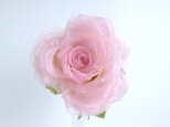 大人可愛いピンクの巻き薔薇 * シルクオーガンジー製 *コサージュの画像