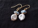 送料無料【K14gf】バイカラーピアス petal pearl × labradorite【RENEWAL】B