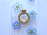 押し花スマホケーススマホリング付き　ネモフィラブルー（全機種対応）
