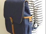 帆布シンプルリュック通勤通学A4対応(濃紺)の画像
