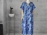 藍染木綿 Aラインのワンピース/着物リメイクの画像