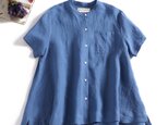 ラフで爽やかな極上リネンシャツ　トップス　リネン100％半袖　セルリアンブルー190710-4