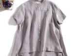 ラフで爽やかな極上リネンシャツ　トップス　リネン100％半袖　アッシュグレー190710-6