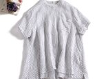 ラフで爽やかな極上リネンシャツ トップス リネン100%半袖 ストライプ 190710-8