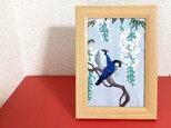 手刺繍浮世絵フレーム＊小原古邨「藤に文鳥」の画像