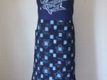 絣と藍染鯉のぼりのエプロン風スカート　木綿の画像