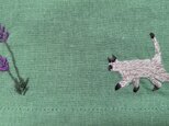 綿麻 ワイドパンツ シャム猫とラベンダーの画像