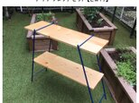【LW19BeS】組立 ラック セット ブルー アイアン シェルフ テーブル キャンプ テキーラ カフェ風の画像