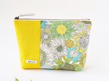 リバティ・スモールスザンナ帆布のマチ付きポーチ(黄色の帆布)