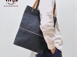 A4トート・ヘビーオンスセルビッチ岡山デニム×イタリア牛本革/丈夫で上品、男女兼用、デニム好きの方にの画像
