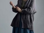 【wafu】Linen Cardigan　トッパーカーディガン ハンドワッシャー /くろつるばみ h014a-ktb2の画像