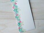 消しゴム版画　シール付伊勢和紙製のし袋（赤い花とリーフ）の画像