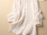 ★サンプルセール40％off★極上着心地麻カーディガン 　日焼け除け　冷房対策　ブラウス　ホワイト90601-1