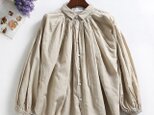 ★サンプルセール40％off★f8010205　着回しの一枚になれる　麻のシャツ　麻100％　長袖　ベージュ