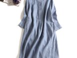 ★訳ありサンプルセール★804-1絶対頼れるシンプル麻のワンピース