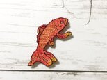 手刺繍浮世絵ブローチ＊歌川国芳「金魚づくし・百ものがたり」よりの画像