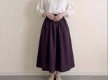 育てるリネン(ﾀﾞｰｸﾊﾟｰﾌﾟﾙ) ◇中厚リネン100％  ギャザースカート