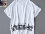 ★サンプルセール40％off★f8061007刺繍入り　シンプルこそ　差をつける　綿麻半袖Tシャツ　ブラウス　トップス