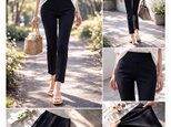 黒ブラック 美脚ストレッチ スキニーストレートパンツ 大人女性のための快適ロング 7～13号対応 通年OK 再販５回