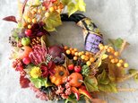 Halloween pumpkin wreath V「受注制作」の画像