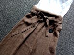 ★ストックホルム買付生地★ブラウンの杉綾織★リネン★ハンサムスカート★