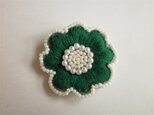 お花ししゅうブローチ(緑)の画像