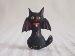 ブローチ　こうもり黒猫（ボックス付き）の画像