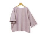 リネン100%ゆる袖ボートネック7分袖丈プルオーバー_smoky lavender pinkの画像