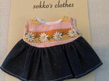sokko's Dress オレンジチェックと白いお花柄＋濃紺デニムの画像
