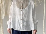 linen bosom shirt[French linen  off-white]の画像