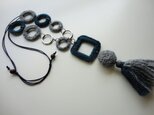 WOOL RING NECKLACE NAVY×GREY
