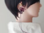 飾り結びかたっぽイヤーカフ「余韻撼ワス」（臙脂×黒）【軽量和風】浴衣・着物・日常使いに。