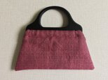 手織りウッドハンドルバッグ（Wood handle bag Pink herringbone& bird's-eye）の画像
