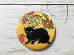 手刺繍日本画ブローチ＊菱田春草「黒猫」よりの画像