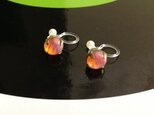 【再5】ノンホールピアス No.358オレンジ×パール