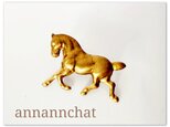 【　馬（約３ｃｍ）ビンテージ　真鍮　ピンブローチ】男性にも　乗馬　ワンポイントの画像