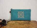 ＭＭ様　ご予約品　通帳ポーチ　ブルーグリーン