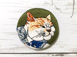 手刺繍浮世絵ブローチ＊歌川国芳「猫のすゞみ」よりの画像