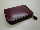 ★送料無料★牛革・スリムタイプ・Ｌ字ファスナー・コインケース・ダークワイン・0006