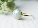 ビルマ産翡翠の10mmカボション爪留めリング　～Judita