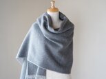 尾州織り大判 100%カシミヤブランケットリバーシブルショール（Gray・White)の画像