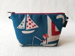 型染め マチありサコッシュポーチ「ヨットの旅」