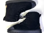 ◆2,000円引きSALE◆ レースアップ裏ボアブーツ (ブラック×ラメブラック) M/Lサイズ ミドル丈