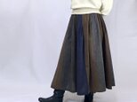 再販★手織り綿絣ロングスカート、マルチストライプ、オールシーズンの画像