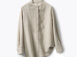 ★4周年記念キャンペーン★秋冬の綿麻シャツ　オリジナルデザイン　ベージュ191009-1