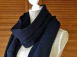 播州織×藍染マフラー（一枚物/巾90cm）/濃の画像