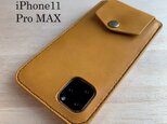 iPhone11 Pro MAXカバー ケース　【名入れ・選べる革とステッチ】の画像