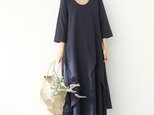 16色展開 コットンリネン 偽2点セット ロングワンピース ♪オーダーサイズ可の画像