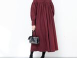 【即納】コットン100％　ふんわり　キャザー　ゆったり　ロングシャツワンピース　♪オーダーサイズ可の画像